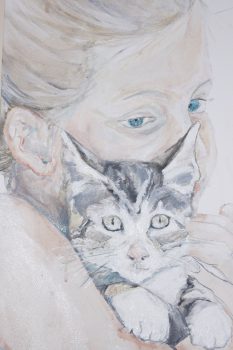 Beata Zuba: Girl with a Small Cat, 2011, 50x30