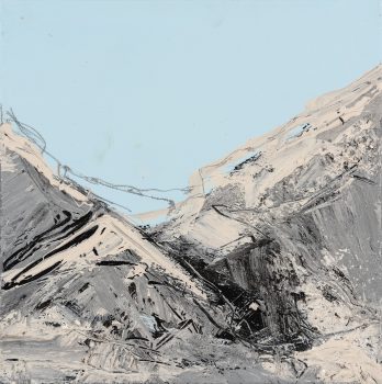 Beata Zuba: Cloudless sky, 40x40, original technique on canvas, triptych, 2018