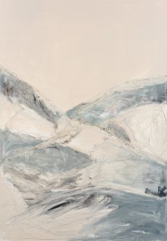 Beata Zuba: In white lines white snow is settling on the slopes, 120x90, original technique on canvas, diptych, 2018