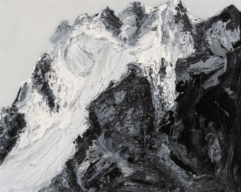 Beata Zuba: In gray world gray mountains, original technique on canvas, 2018