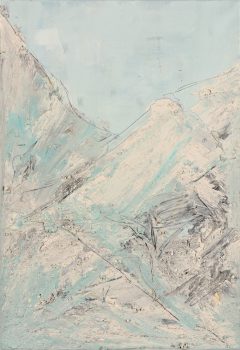 Beata Zuba: Blue, thick line, original technique on canvas, diptich, 2018