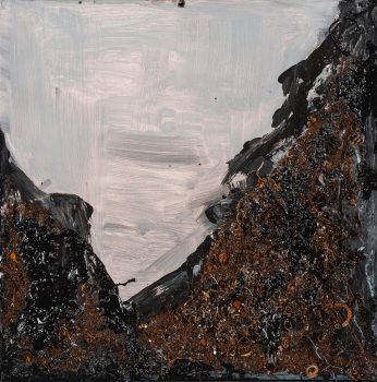 Beata Zuba: Evanescence, mountains have the colour of rust…, 40x40, original technique on canvas, 2018